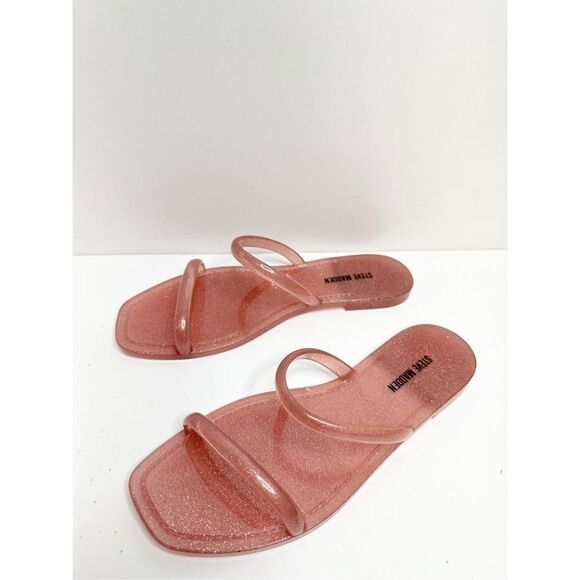 Steve Madden Sandals Womens Size 5 Pink Jelly Double Straps Slip On - Picture 1 of 8